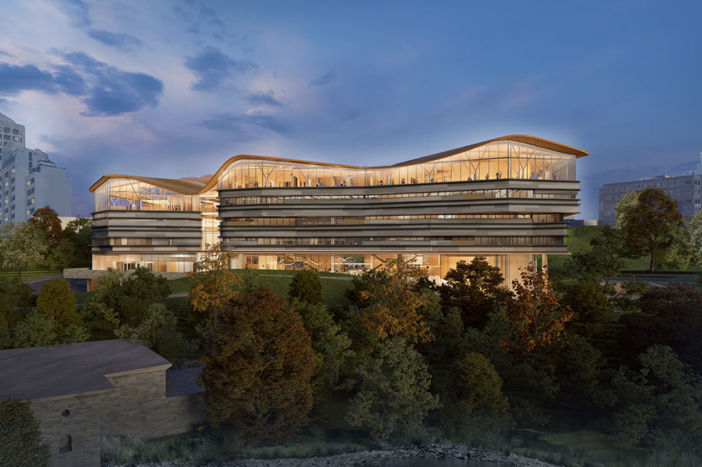 View of new building from Aquaduct